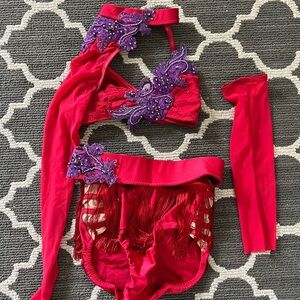Red 2 piece dance costume